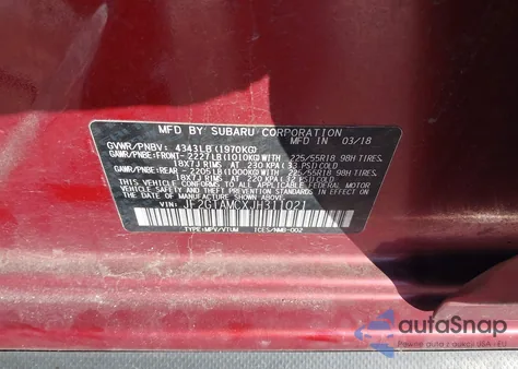 2018 Subaru Crosstrek 2.0I Limited z USA, uszkodzony, nr VIN JF2GTAMCXJH311021